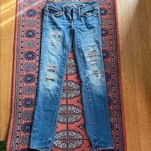 Vintage American Eagle Outfitters Ripped Skinny Jeans - Blue